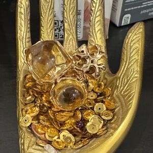 Tory Burch Gold and Brown Statement Ring